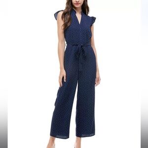 BNWT Dot-Print Tie-Waist Jumpsuit